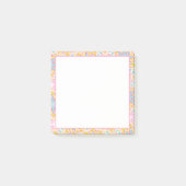 ピンクと黄色の花の模様のポストイットノート ポストイット (正面)