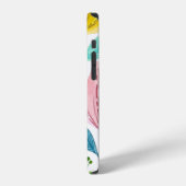 ピンクと黄色の花の水彩シームレスパターン iPhoneケース (左側面)
