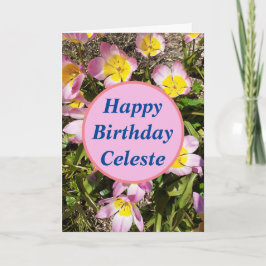 ピンクと黄色の花の誕生日カード カード