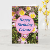 ピンクと黄色の花の誕生日カード カード (黄色い花)