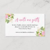 ピンクと黄色の花の誕生日贈り物にノート エンクロージャーカード (正面)