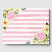 ピンクと黄色の花の金ゴールド結婚枠 ゲストブック (裏面)