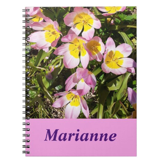 ピンクと黄色の花スパイラルノートブック ノートブック (正面)