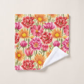 ピンクと黄色の花バスルームのタオルセット バスタオルセット (ウォッシュタオル)