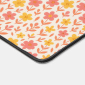 ピンクと黄色の花柄 デスクマット (コーナー)