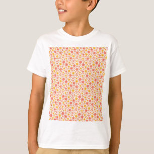 ピンクと黄色の花柄 Tシャツ