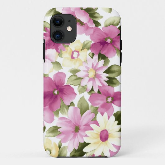 ピンクと黄色の花模様 Case-Mate iPhoneケース (裏面)