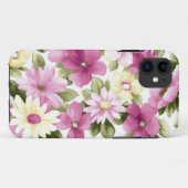 ピンクと黄色の花模様 Case-Mate iPhoneケース (裏面(横))