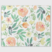 ピンクと黄色の花水色シームレスパター ラッピングペーパー (フラット)