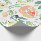 ピンクと黄色の花水色シームレスパター ラッピングペーパー (角)