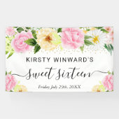 ピンクと黄色の花甘い16ようこそ 横断幕 (横)