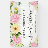 ピンクと黄色の花甘い16ようこそ 横断幕 (縦)