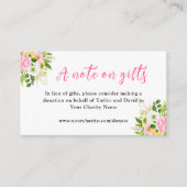ピンクと黄色の花結婚は贈り物に関するメモ エンクロージャーカード (正面)