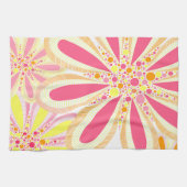 ピンクと黄色の花 キッチンタオル (横)