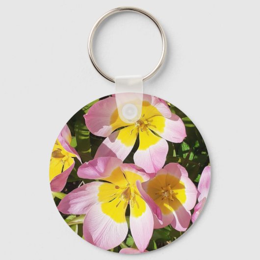 ピンクと黄色の花 キーホルダー (正面)
