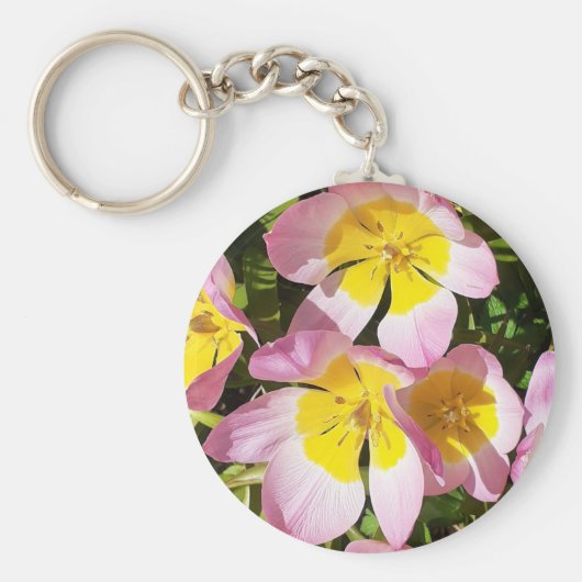 ピンクと黄色の花 キーホルダー (正面)