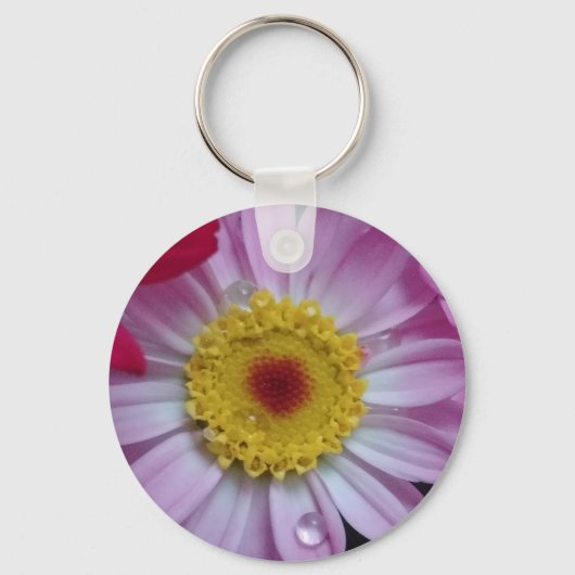 ピンクと黄色の花 キーホルダー (正面)
