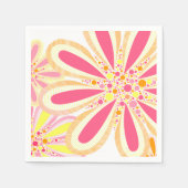 ピンクと黄色の花 スタンダードカクテルナプキン (正面)