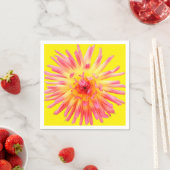ピンクと黄色の花 スタンダードカクテルナプキン (インサイチュ)