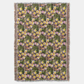 ピンクと黄色の花 スローブランケット (正面縦)