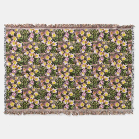 ピンクと黄色の花 スローブランケット (正面)