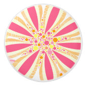 ピンクと黄色の花 セラミックノブ (正面)