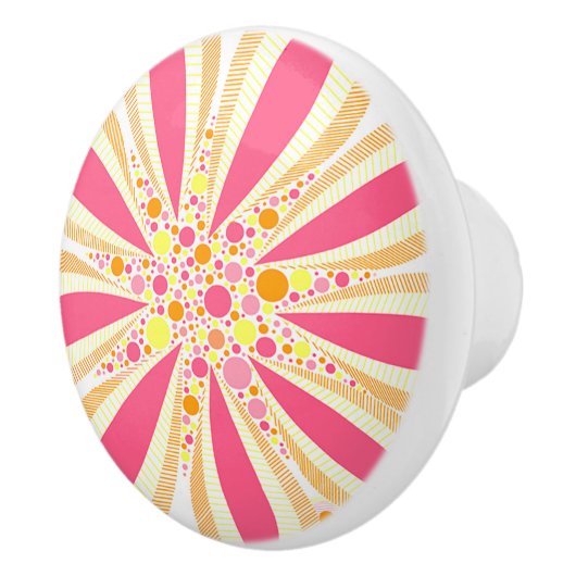 ピンクと黄色の花 セラミックノブ (右)