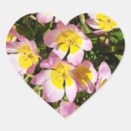 ピンクと黄色の花 ハートシール