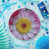 ピンクと黄色の花 ペーパープレート (パーティー)