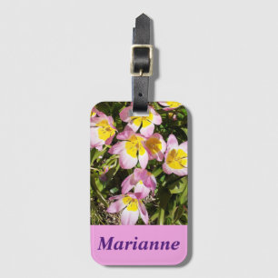 ピンクと黄色の花 ラゲッジタグ