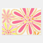 ピンクと黄色の花 ラッピングペーパーシート (正面3)