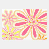 ピンクと黄色の花 ラッピングペーパーシート (正面)