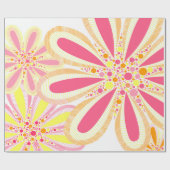 ピンクと黄色の花 ラッピングペーパー (フラット)