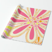 ピンクと黄色の花 ラッピングペーパー (アンロールド)