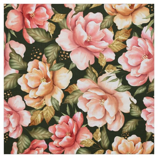 ピンクと黄色の花。ロマンチックなパターン ファブリック (見本)