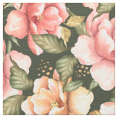 ピンクと黄色の花。ロマンチックなパターン ファブリック (クローズアップ)