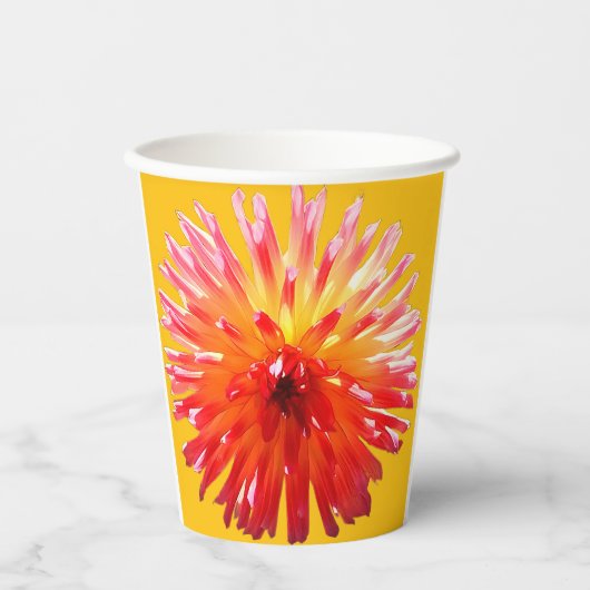 ピンクと黄色の花 紙コップ (正面)