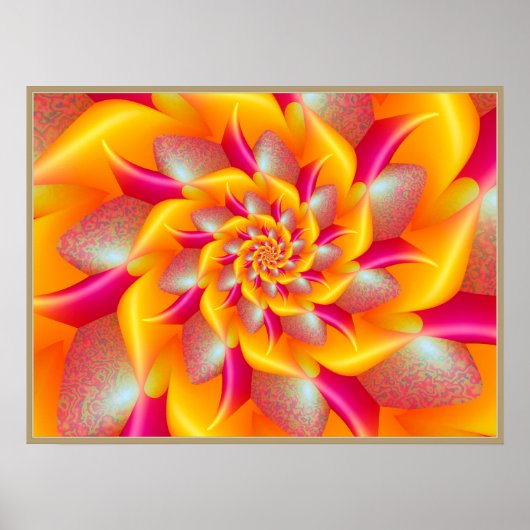 ピンクと黄色の螺旋花 ポスター (正面)