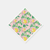 ピンクと黄色の陳腐なフローラ スタンダードカクテルナプキン (角)