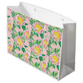 ピンクと黄色の陳腐なフローラ ラージペーパーバッグ (裏面アングル)