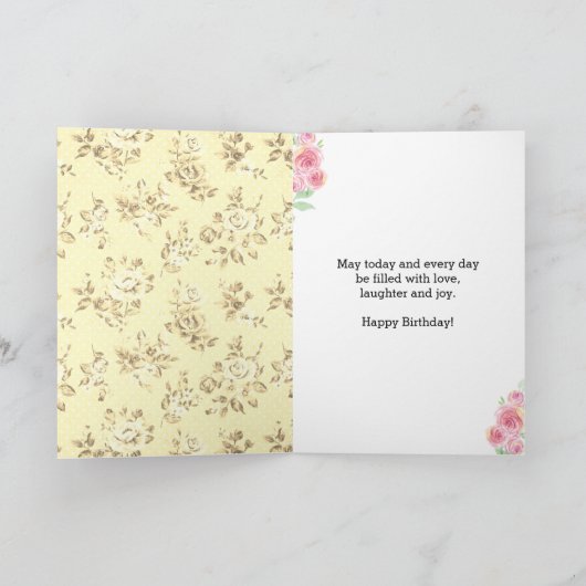 ピンクと黄色の40歳の誕生日の娘 カード (内部)