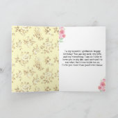 ピンクと黄色の40歳の誕生日ガールフレンド カード (内部)