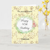 ピンクと黄色の40歳の誕生日ガールフレンド カード (黄色い花)