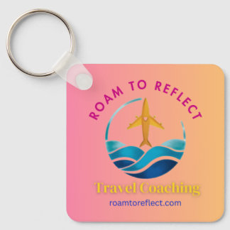 ピンクと黄色の「Roam to Reflect」キーチェーン キーホルダー