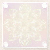 ピンクと黄色グラデーションと金ゴールド曼荼羅 ガラスコースター (裏面)