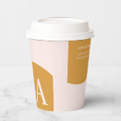 ピンクと黄色 |カラーブロックビジネスカスタムコーヒー 紙コップ (左)