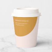 ピンクと黄色 |カラーブロックビジネスカスタムコーヒー 紙コップ (裏面)