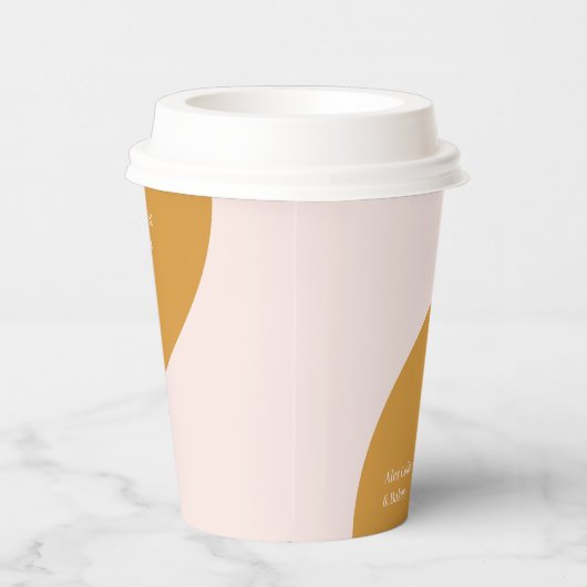 ピンクと黄色 |カラーブロックビジネスカスタムコーヒー 紙コップ (右)