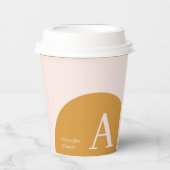 ピンクと黄色 |カラーブロックビジネスカスタムコーヒー 紙コップ (正面)