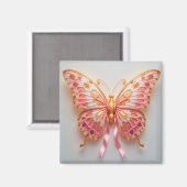 ピンクと黄金のディテールとクイル紙蝶 マグネット (正面/裏面)